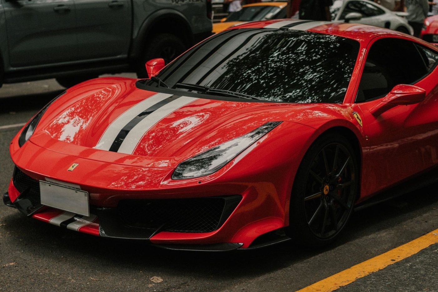 A Sleek Red Ferrari Sports Car with jigsaw puzzle