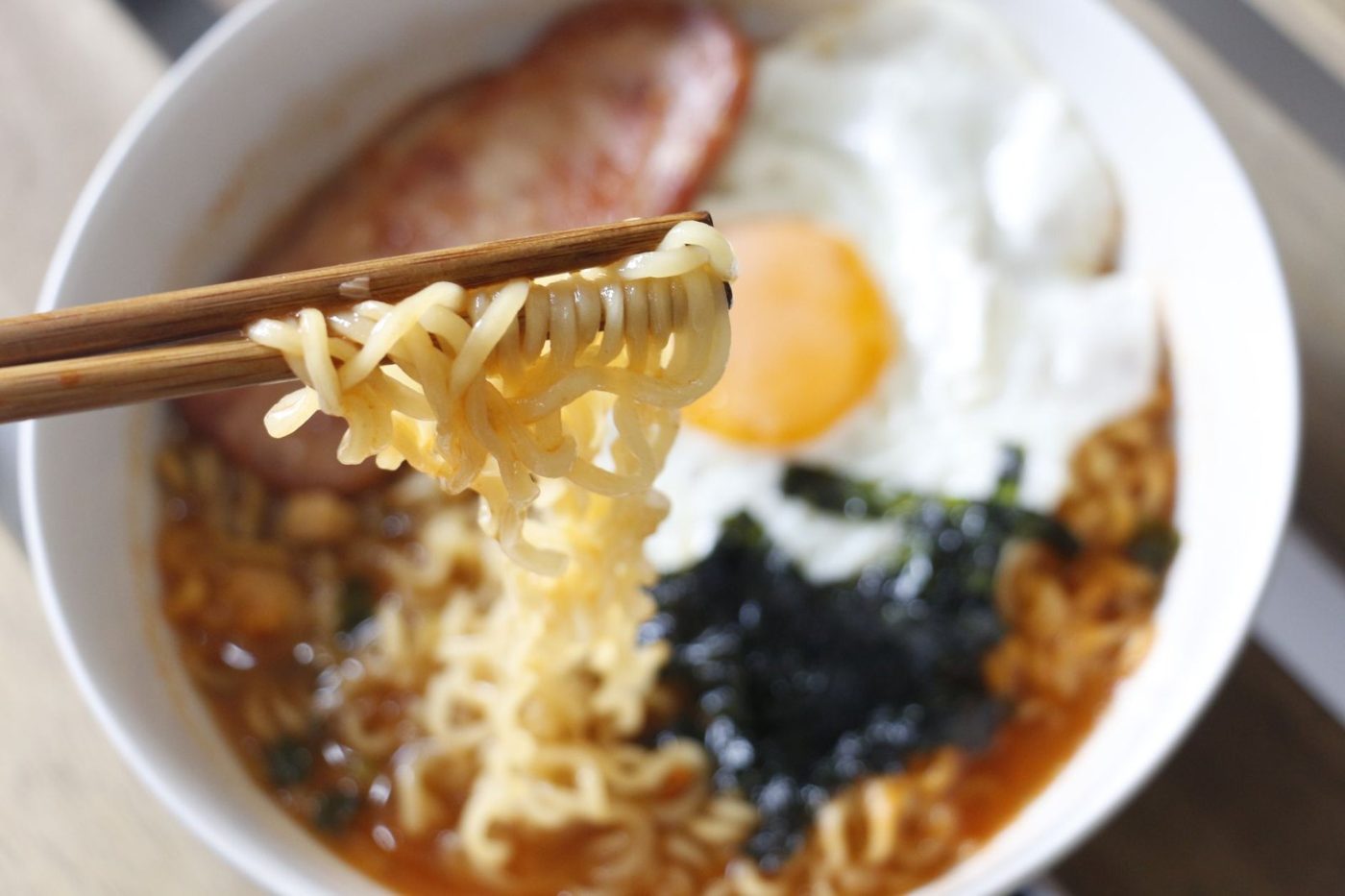 Close up of Traditional Asian Ramen with jigsaw puzzle