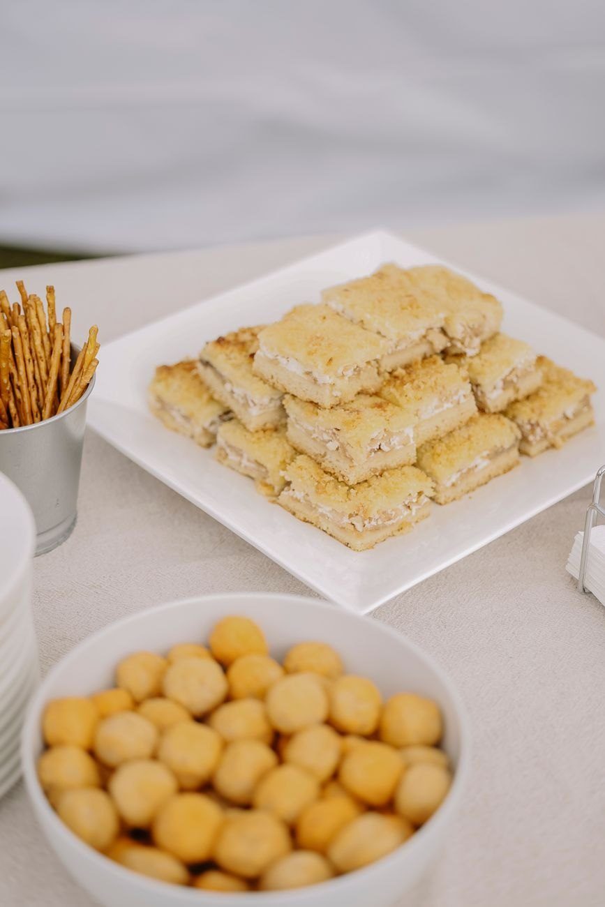 Delicious Snacks Including Cheese Cubes and Pretzels jigsaw puzzle