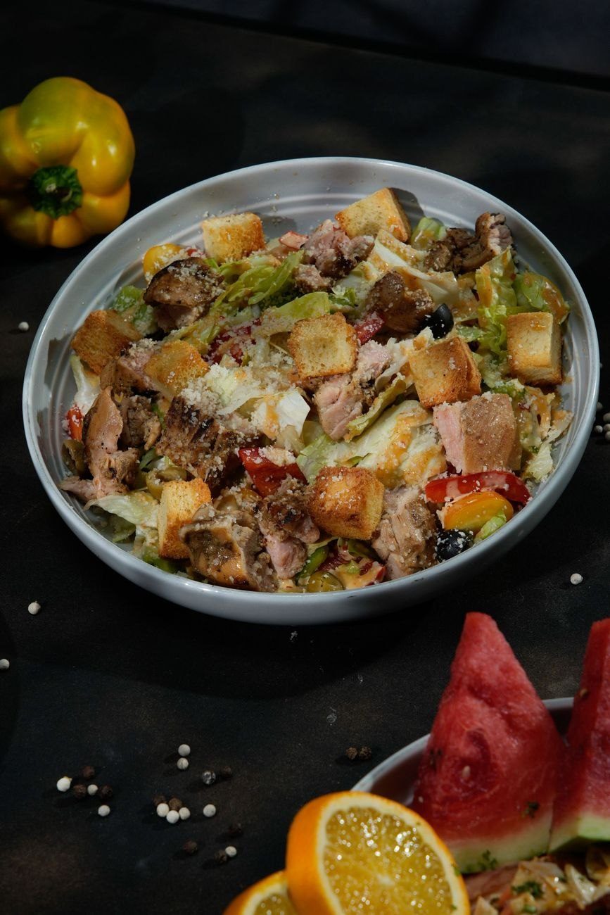 Vibrant Grilled Chicken Caesar Salad with Croutons jigsaw puzzle