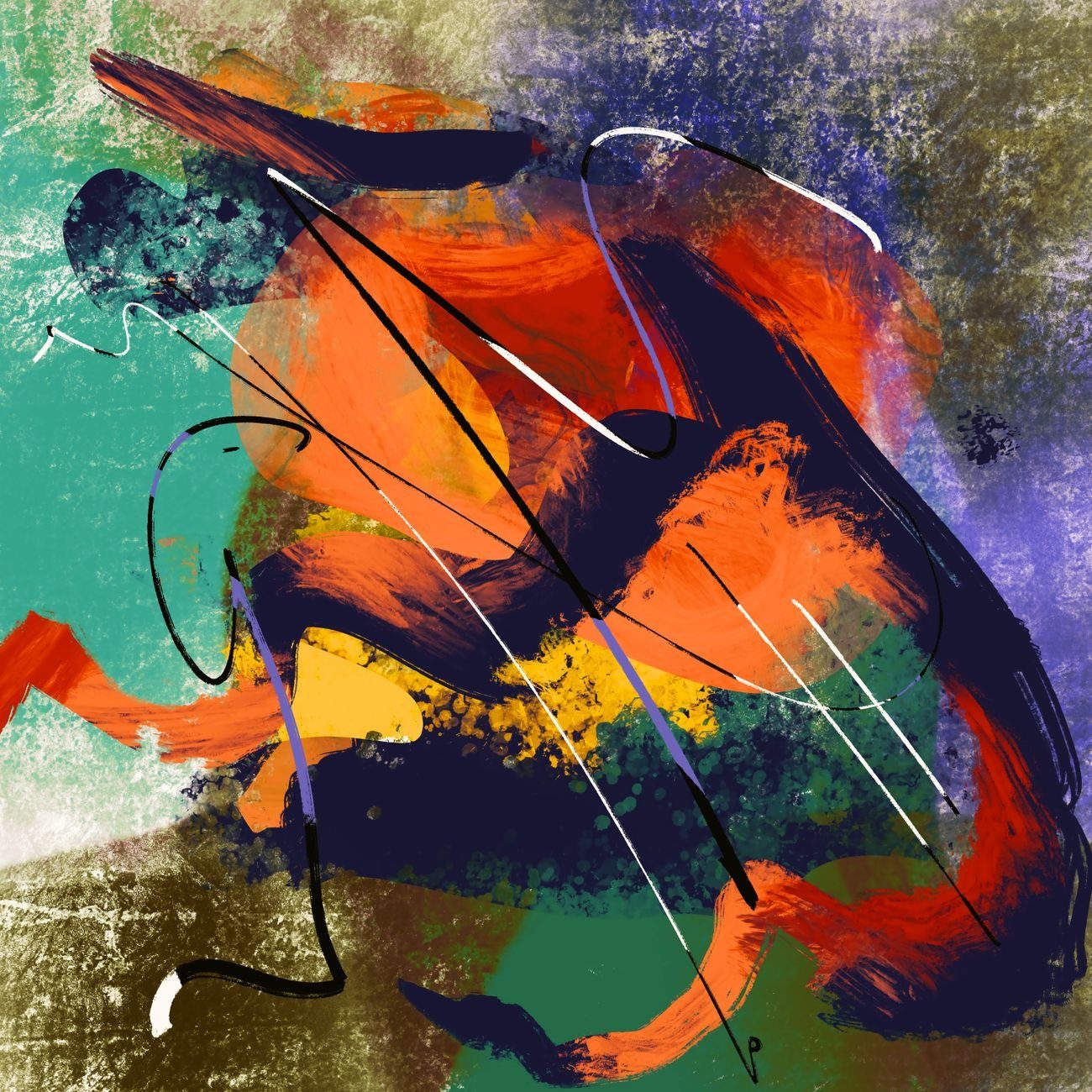Dynamic Abstract Art with Vibrant Colors and jigsaw puzzle