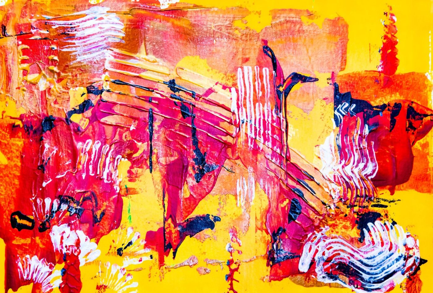 Dynamic Abstract Painting with Vivid Red Yellow jigsaw puzzle