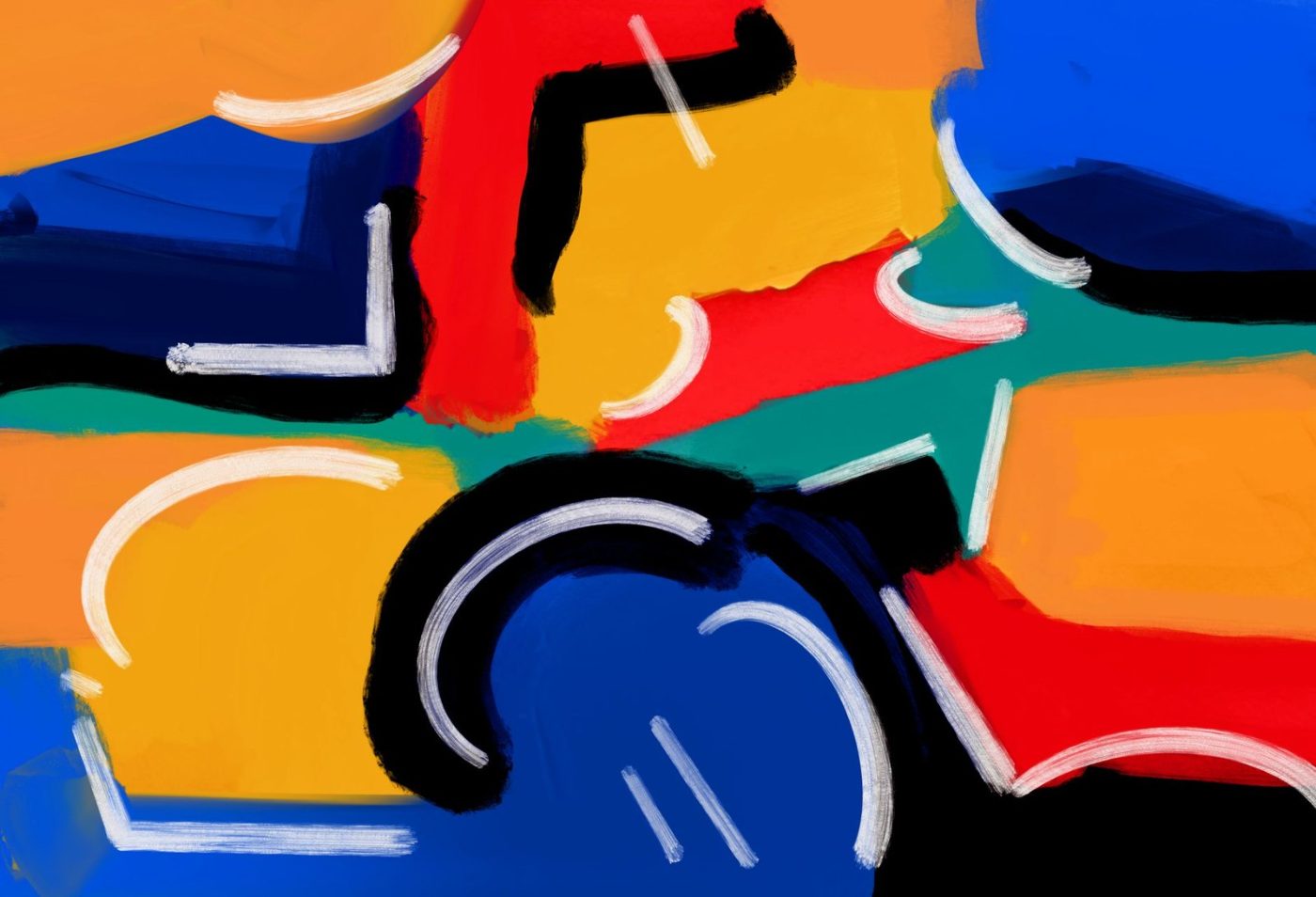 Vibrant Abstract Painting Featuring Dynamic Shapes and jigsaw puzzle